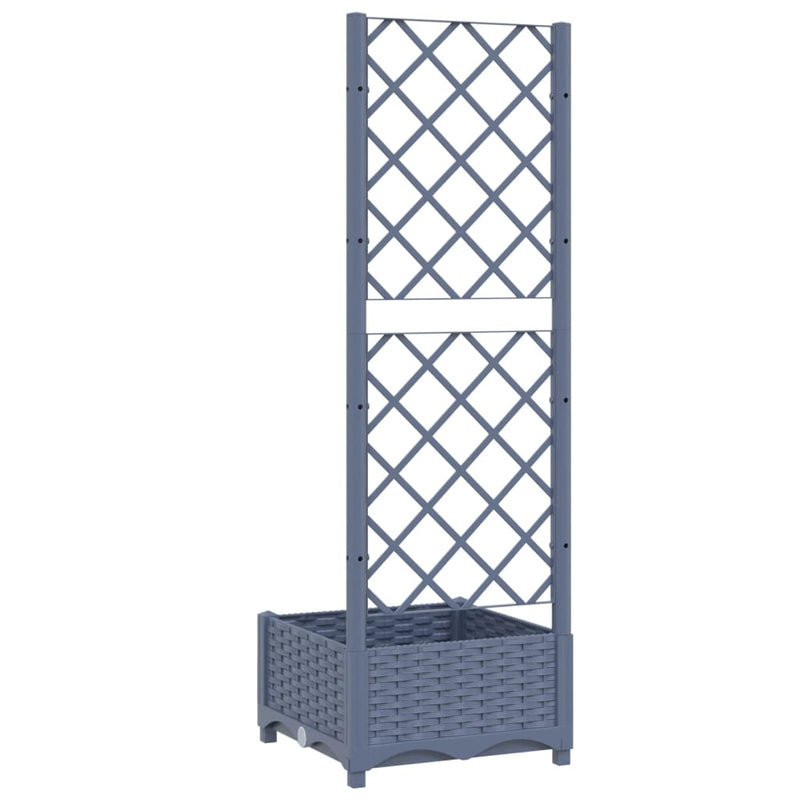 vidaXL Garden Planter with Trellis Blue Grey 40x40x121.5 cm PP
