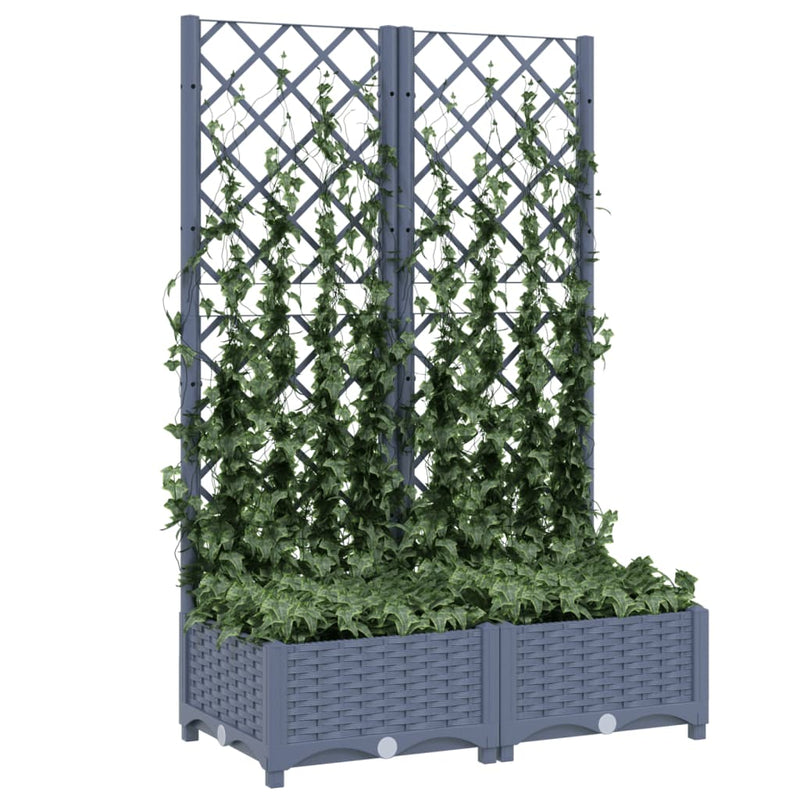 Garden Planter with Trellis Dark Grey 80x40x121.5 cm PP