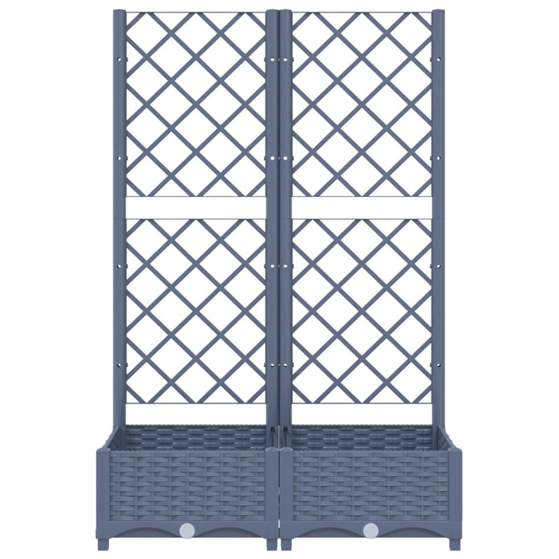 vidaXL Garden Planter with Trellis Blue Grey 80x40x121.5 cm PP
