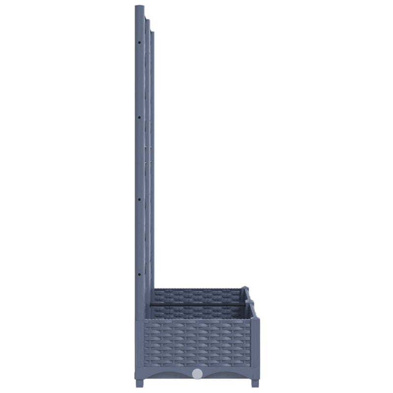 vidaXL Garden Planter with Trellis Blue Grey 80x40x121.5 cm PP