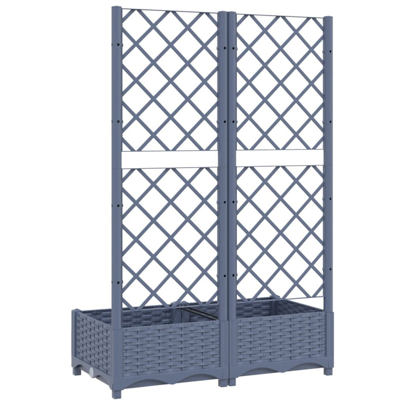 vidaXL Garden Planter with Trellis Blue Grey 80x40x121.5 cm PP