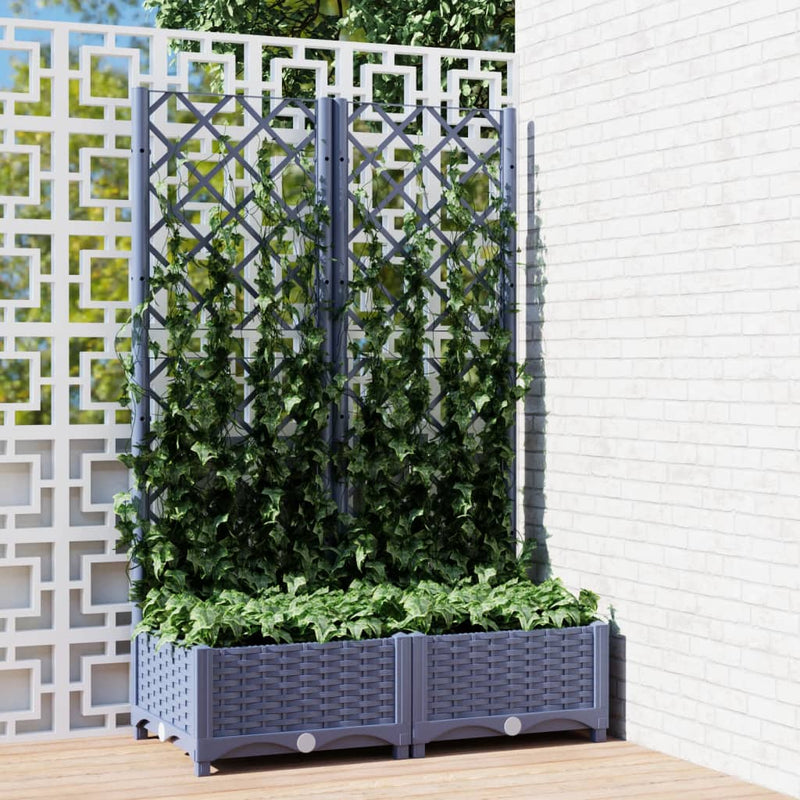 Garden Planter with Trellis Dark Grey 80x40x121.5 cm PP