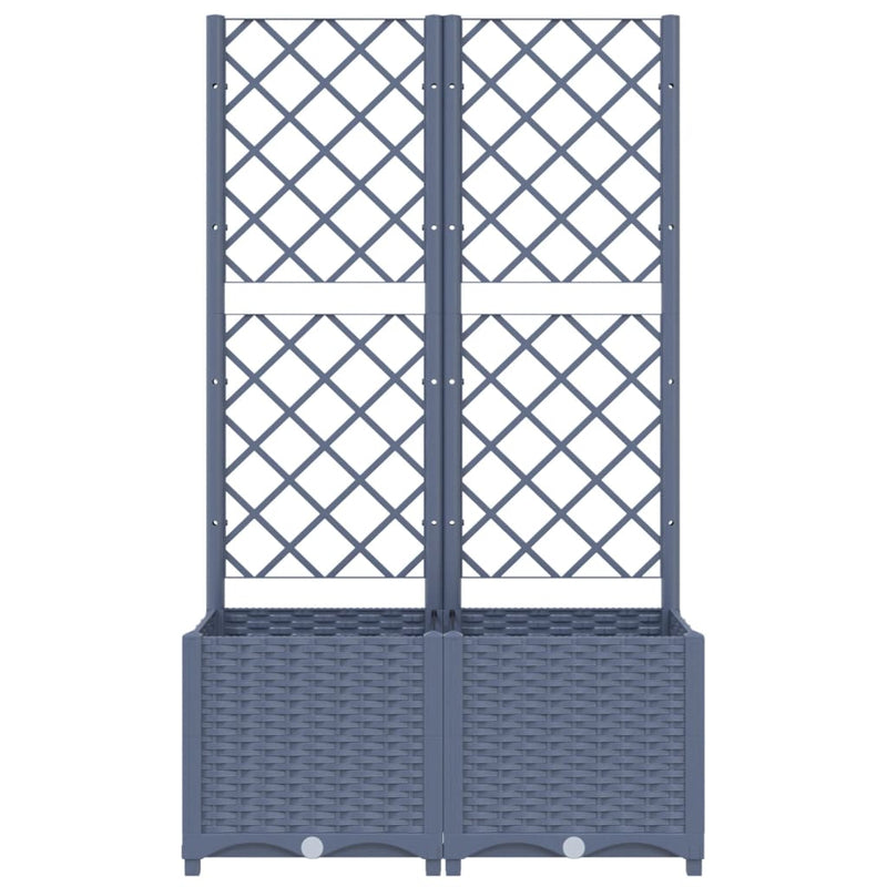 vidaXL Garden Planter with Trellis Blue Grey 80x40x136 cm PP