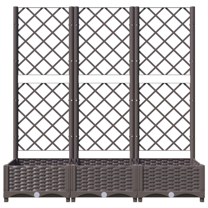 vidaXL Garden Planter with Trellis Brown 120x40x121.5 cm PP