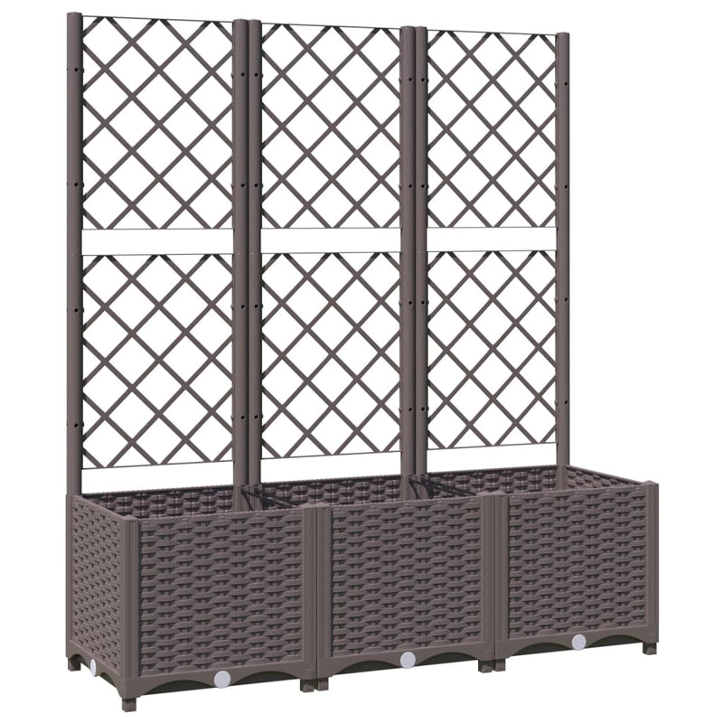 Garden Planter with Trellis Brown 120x40x136 cm PP