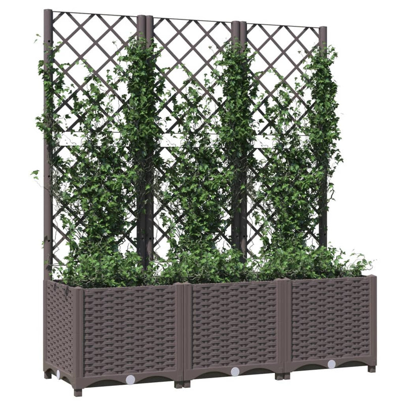 Garden Planter with Trellis Brown 120x40x136 cm PP