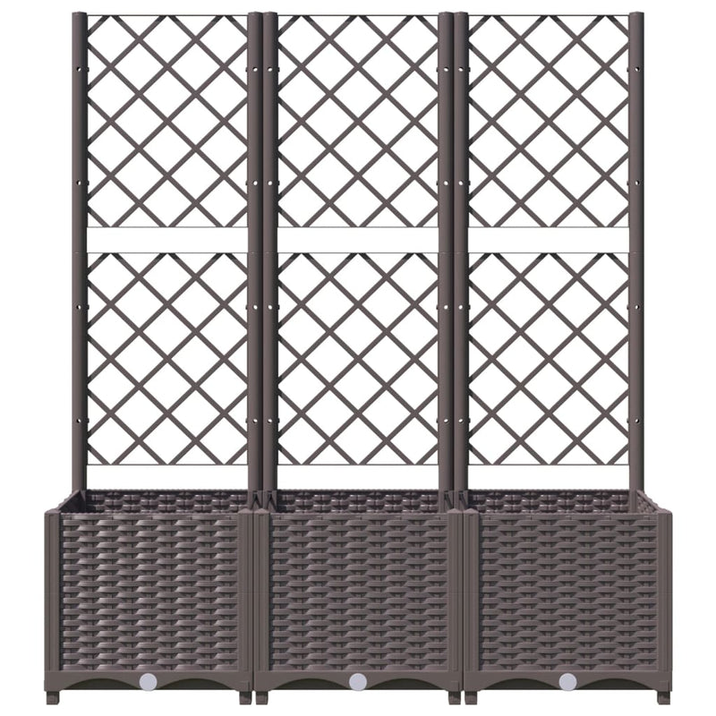 Garden Planter with Trellis Brown 120x40x136 cm PP