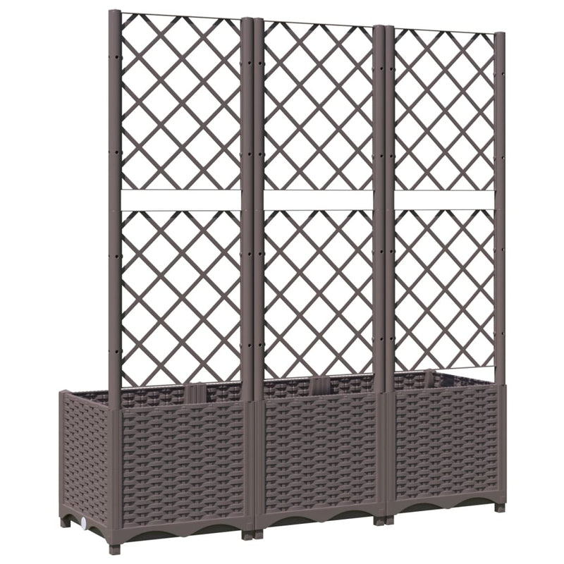 Garden Planter with Trellis Brown 120x40x136 cm PP