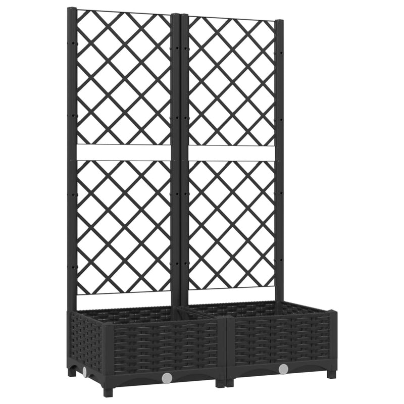 Garden Planter with Trellis Black 80x40x121.5 cm PP