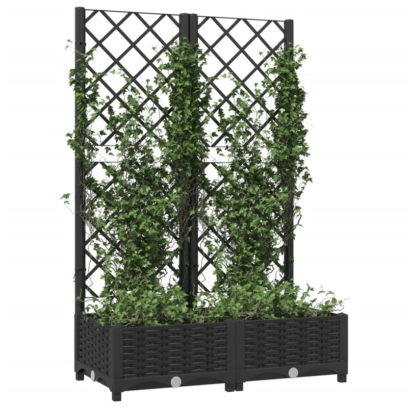 Garden Planter with Trellis Black 80x40x121.5 cm PP