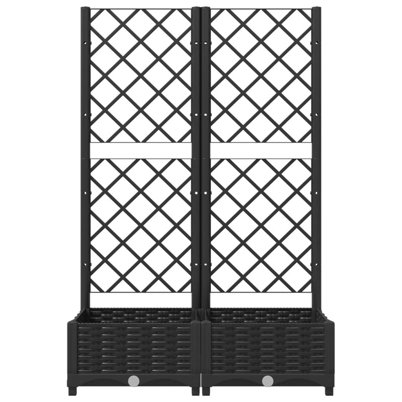 vidaXL Garden Planter with Trellis Black 80x40x121.5 cm PP