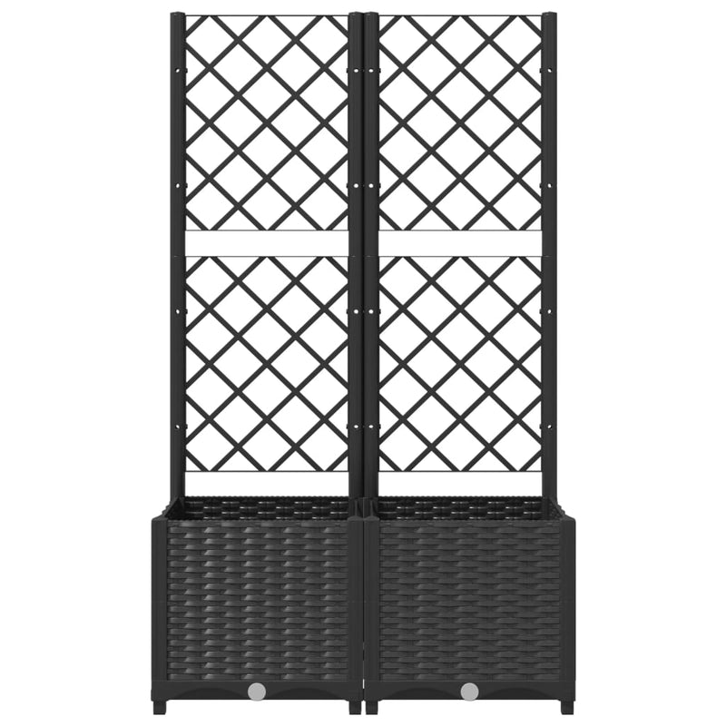 vidaXL Garden Planter with Trellis Black 80x40x136 cm PP