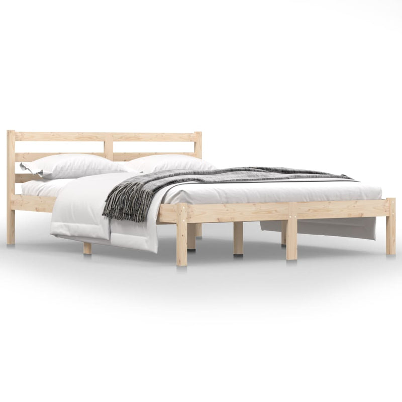 Bed Frame Solid Wood Pine 137x187 cm Double Size