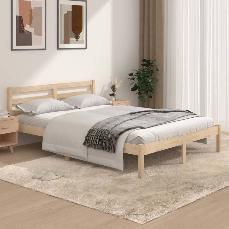 Bed Frame Solid Wood Pine 137x187 cm Double Size