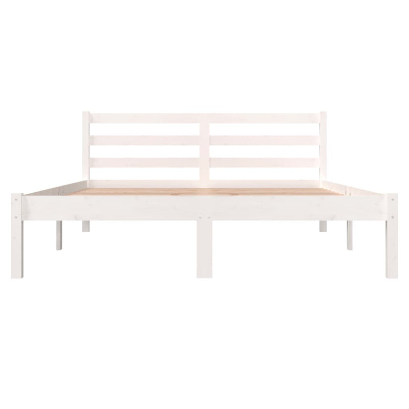 Bed Frame Solid Wood Pine White 137x187 cm Double Size