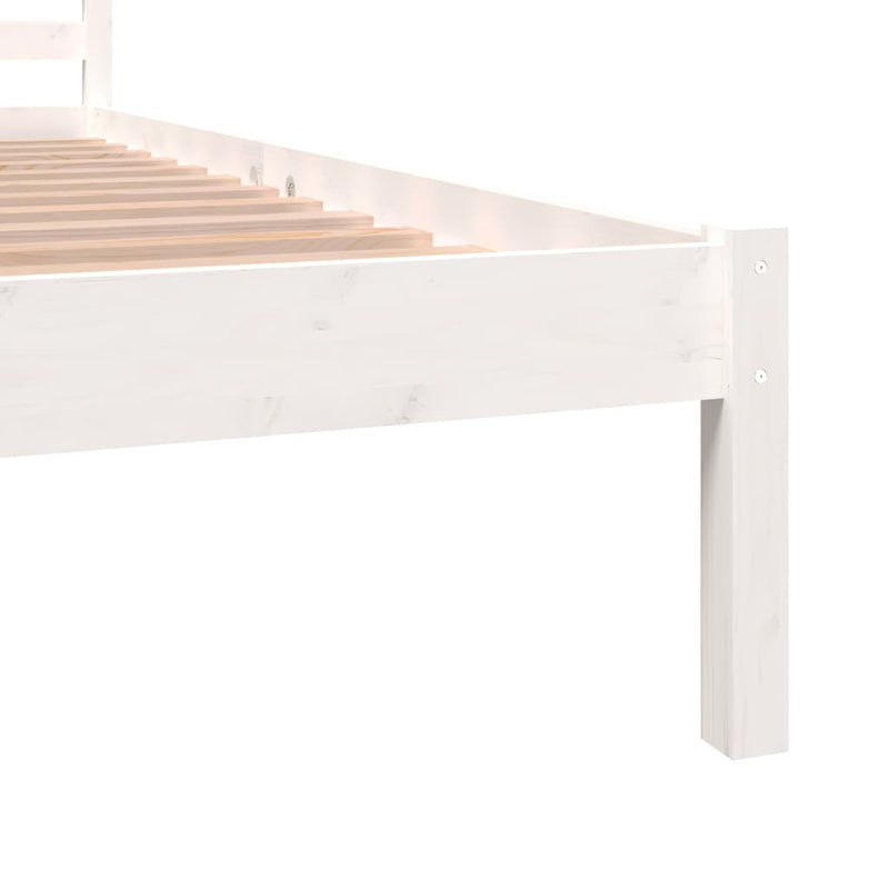 Bed Frame Solid Wood Pine White 137x187 cm Double Size