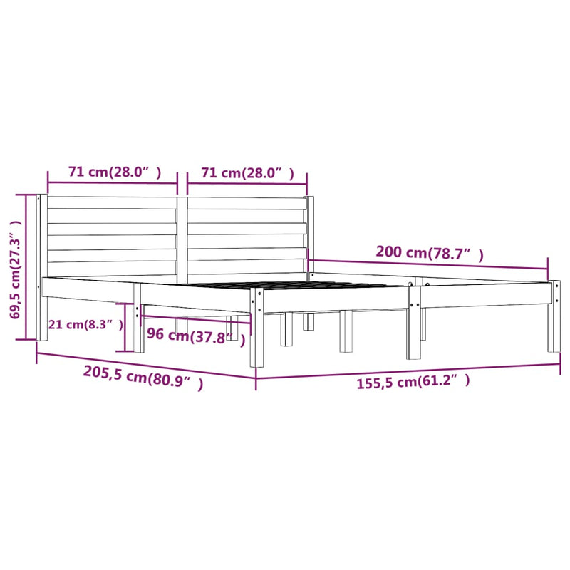 vidaXL Bed Frame without Mattress 150x200 cm