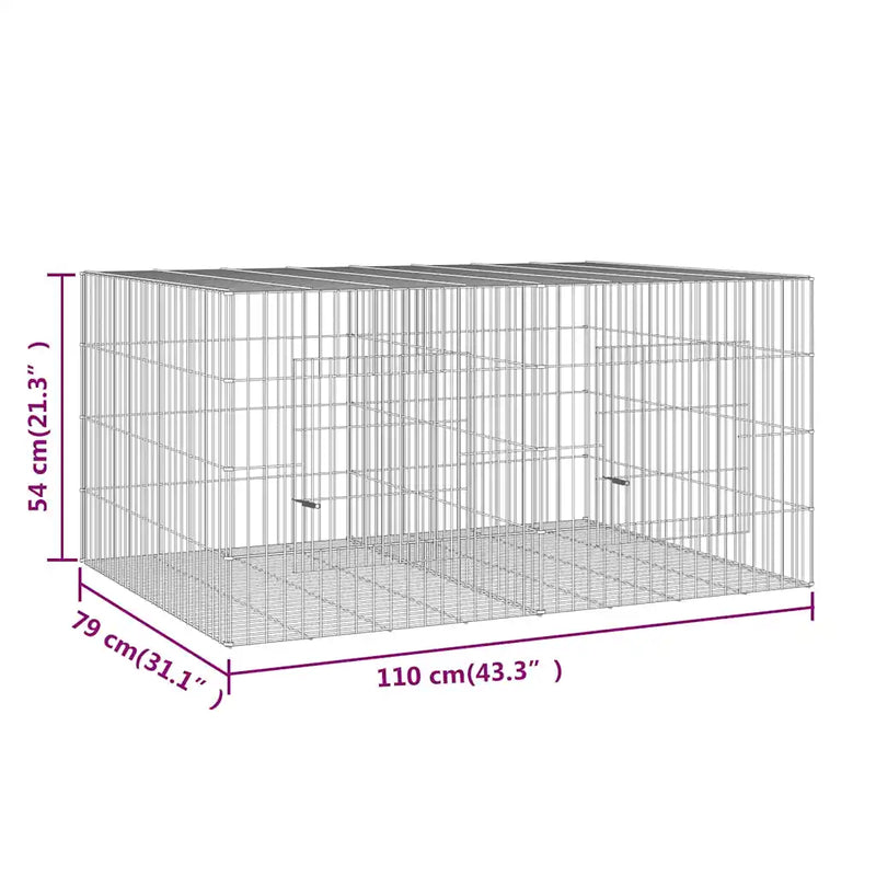 2-Panel Rabbit Cage 110x79x54 cm Galvanised Iron
