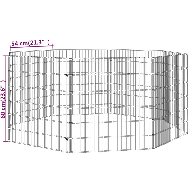 vidaXL Free Range Animal Enclosure 8-Panel 54x60 cm Galvanised Iron