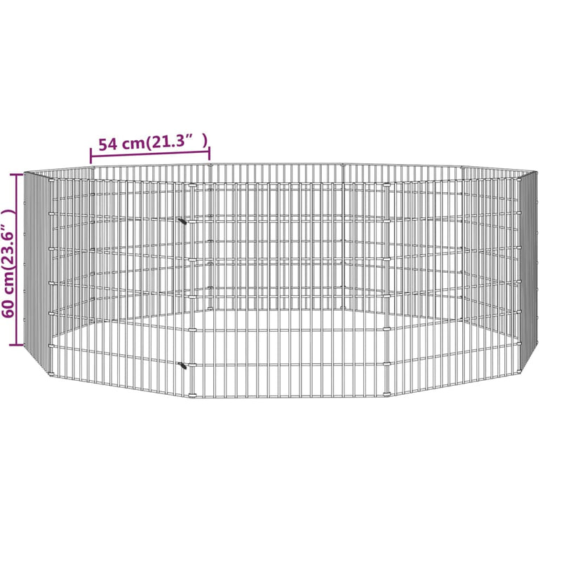 10-Panel Rabbit Cage 54x60 cm Galvanised Iron