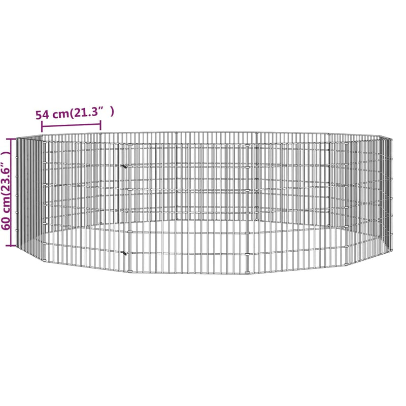 12-Panel Rabbit Cage 54x60 cm Galvanised Iron