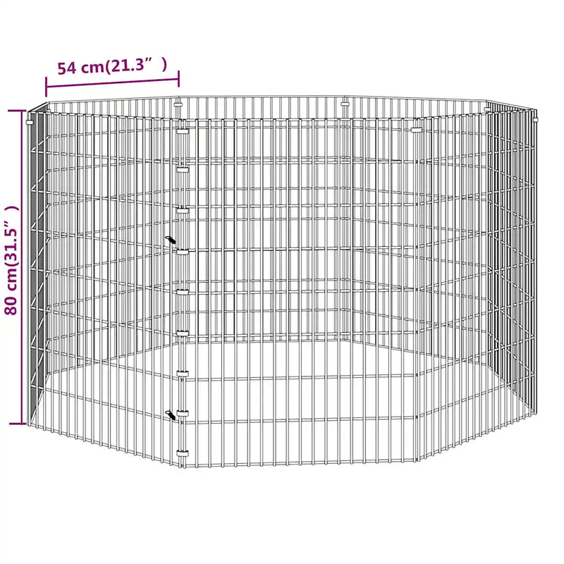 Free Range Animal Enclosure 8-Panel 54x80 cm Galvanised Iron