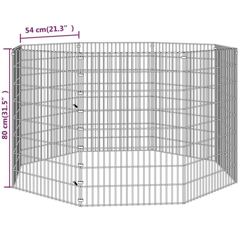 8-Panel Rabbit Cage 54x80 cm Galvanised Iron