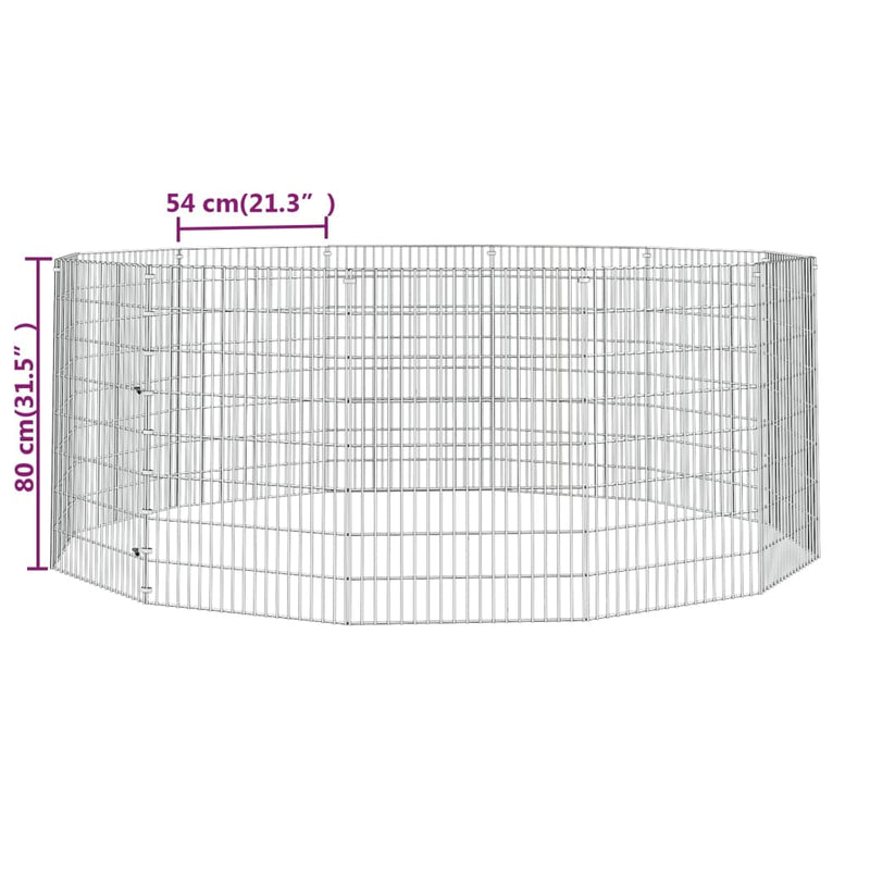 12-Panel Rabbit Cage 54x80 cm Galvanised Iron