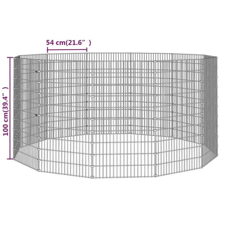 vidaXL Free Range Animal Enclosure 12-Panel 54x100 cm Galvanised Iron