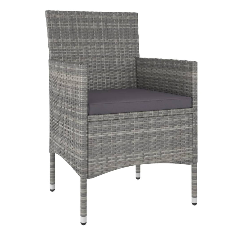 vidaXL 3 Piece Garden Dining Set Poly Rattan Grey