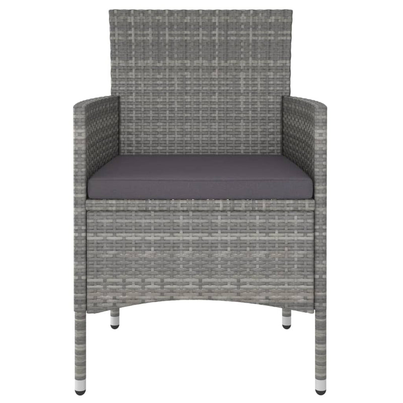 vidaXL 3 Piece Garden Dining Set Poly Rattan Grey