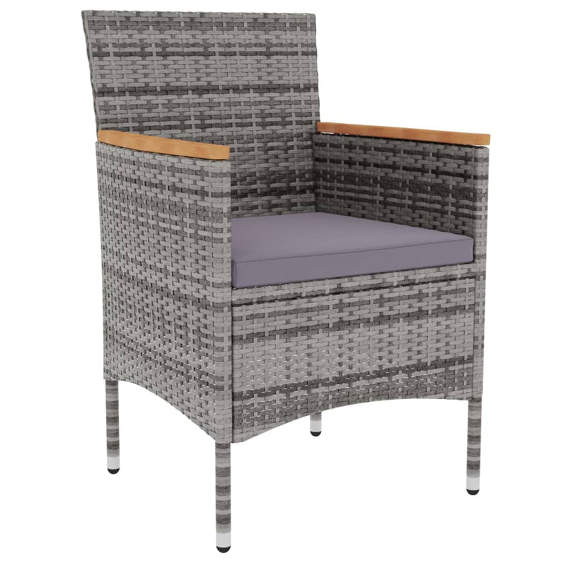 vidaXL 3 Piece Garden Dining Set Poly Rattan Grey