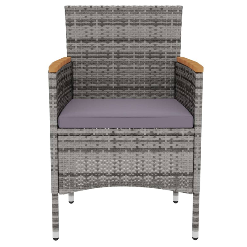 vidaXL 3 Piece Garden Dining Set Poly Rattan Grey