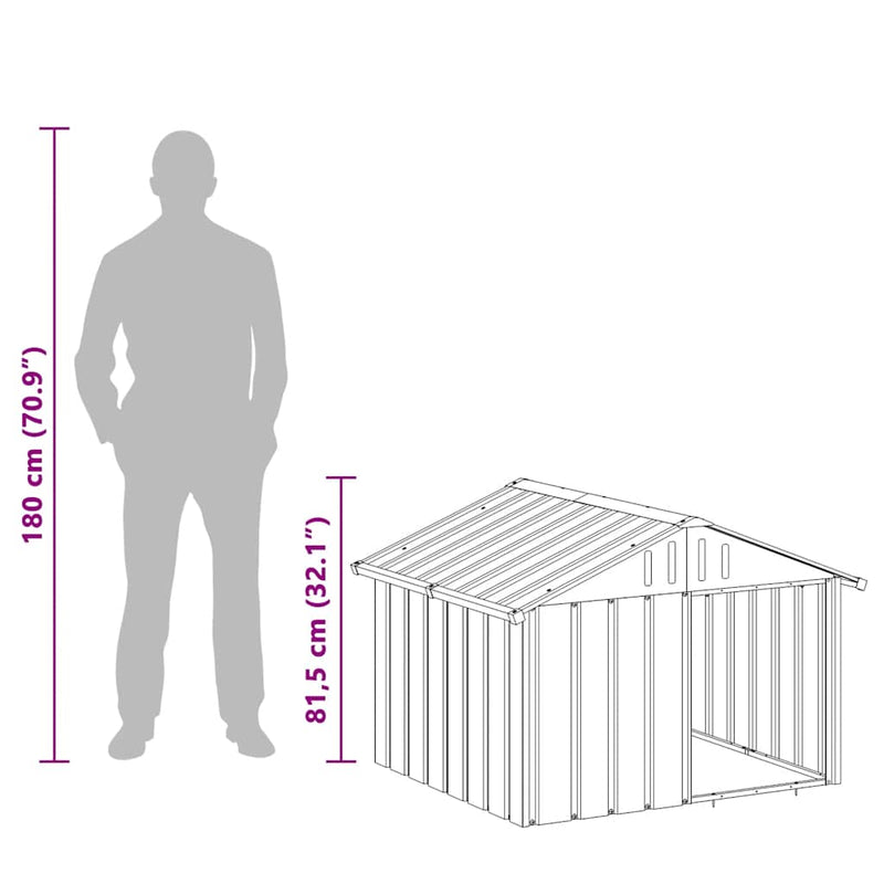 vidaXL Dog House Grey 116.5x103x81.5 cm Galvanised Steel