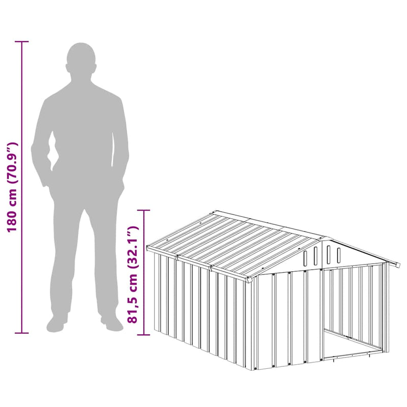 vidaXL Dog House Grey 116.5x153x81.5 cm Galvanised Steel