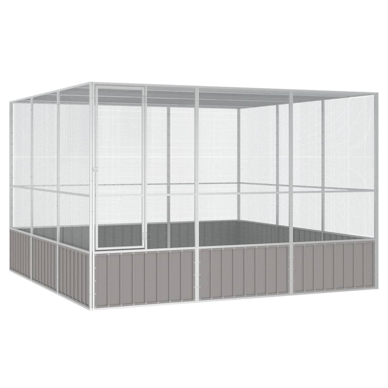 vidaXL Bird Cage Grey 302.5x324.5x211.5 cm Galvanised Steel