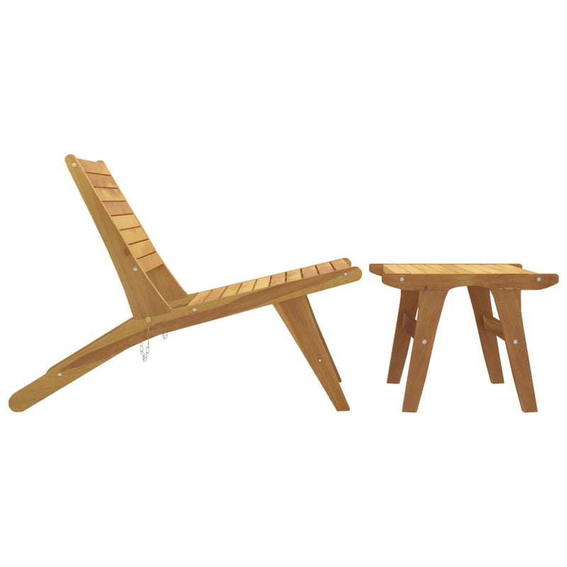 vidaXL Garden Chair with Footrest Solid Wood Teak