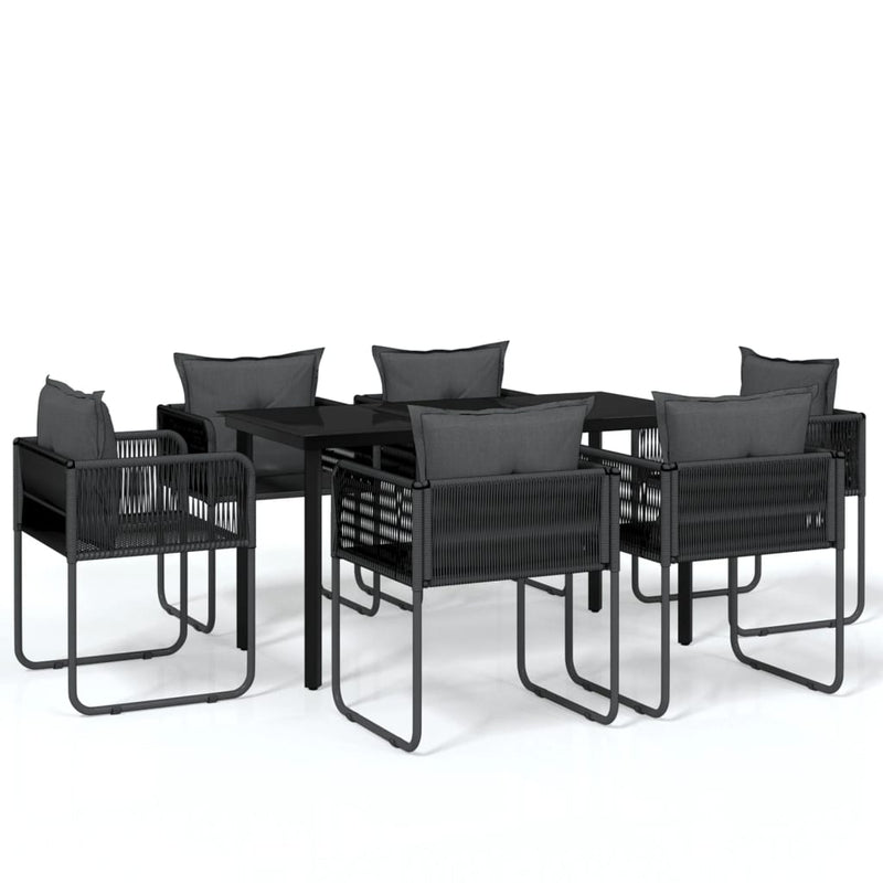 vidaXL 7 Piece Garden Dining Set Black