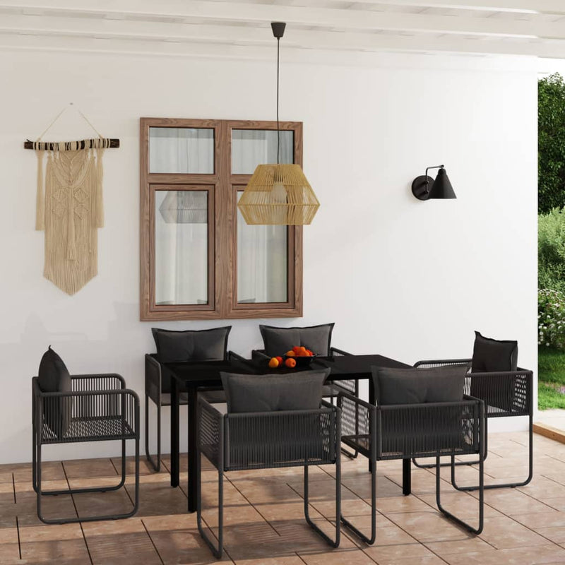 vidaXL 7 Piece Garden Dining Set Black