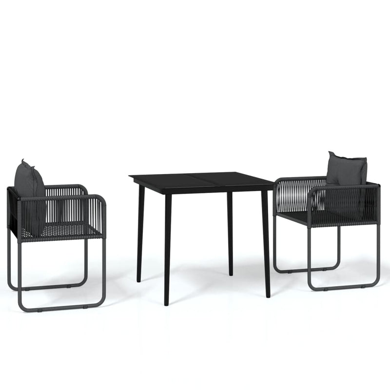 vidaXL 3 Piece Garden Dining Set Black