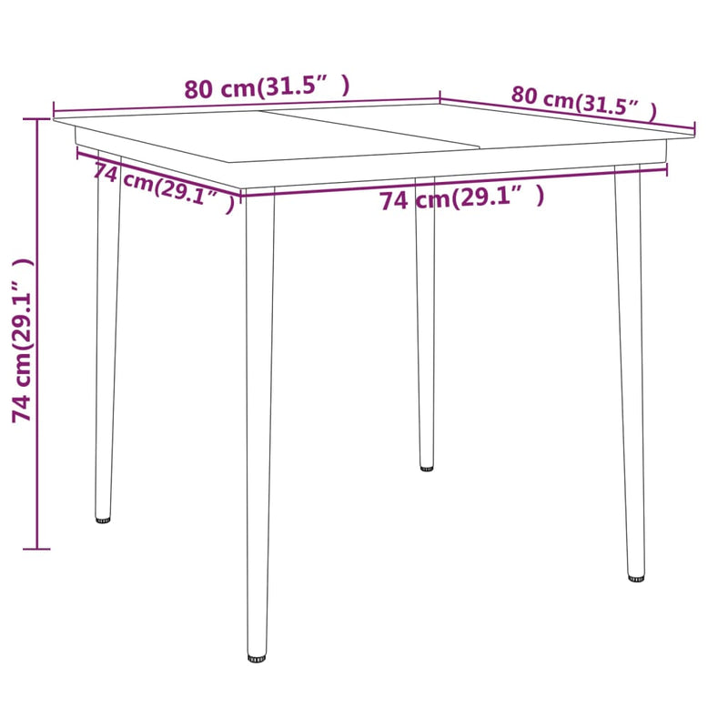 vidaXL 3 Piece Garden Dining Set Black