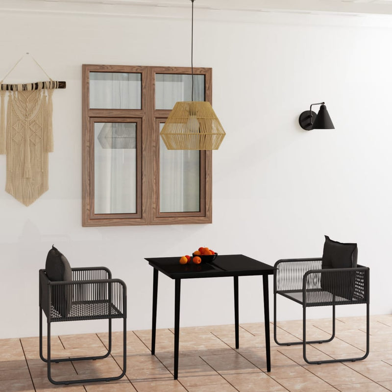 vidaXL 3 Piece Garden Dining Set Black