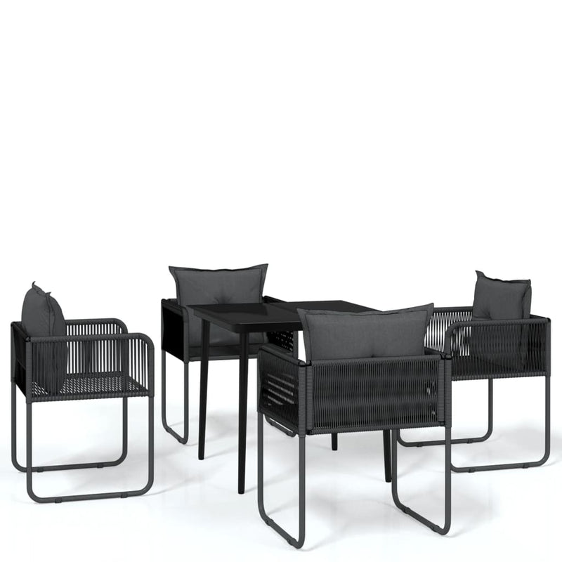 vidaXL 5 Piece Garden Dining Set Black