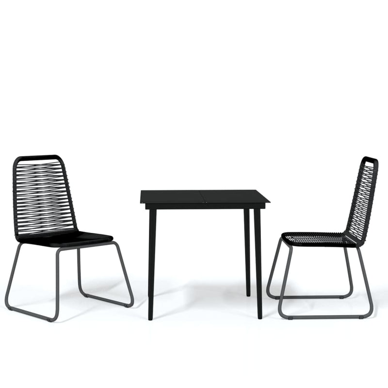 vidaXL 3 Piece Garden Dining Set Black