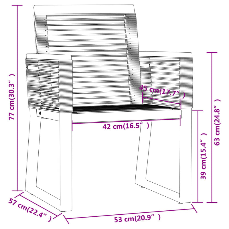 vidaXL 3 Piece Garden Dining Set Black