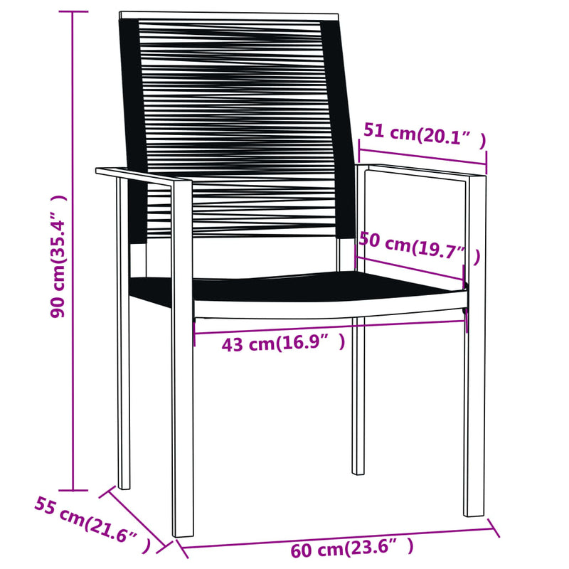 vidaXL 5 Piece Garden Dining Set Black