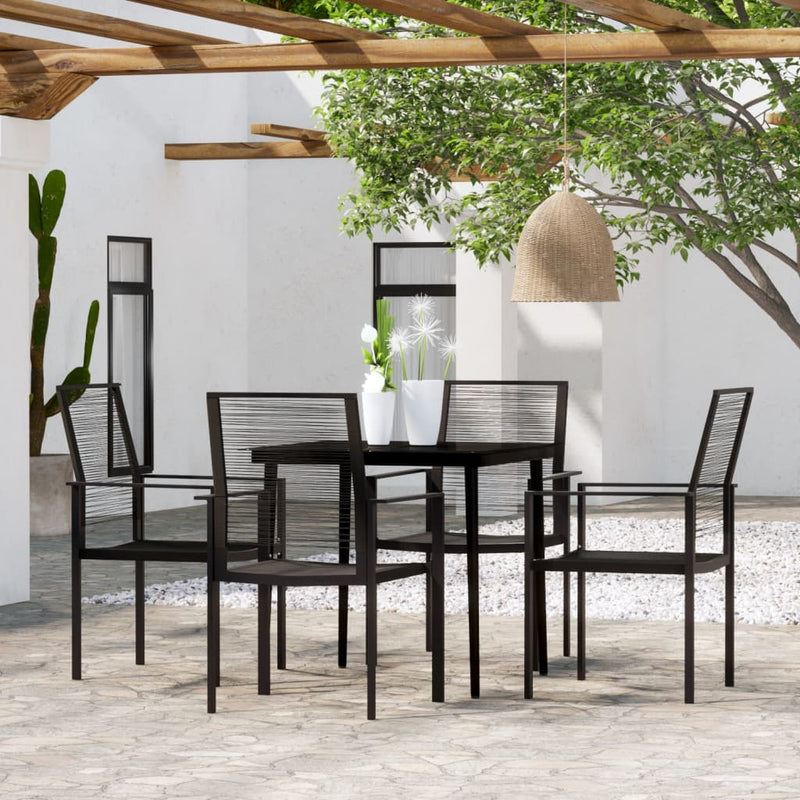 vidaXL 5 Piece Garden Dining Set Black