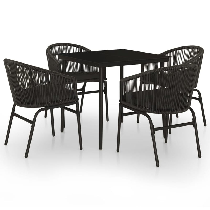 vidaXL 5 Piece Garden Dining Set Black