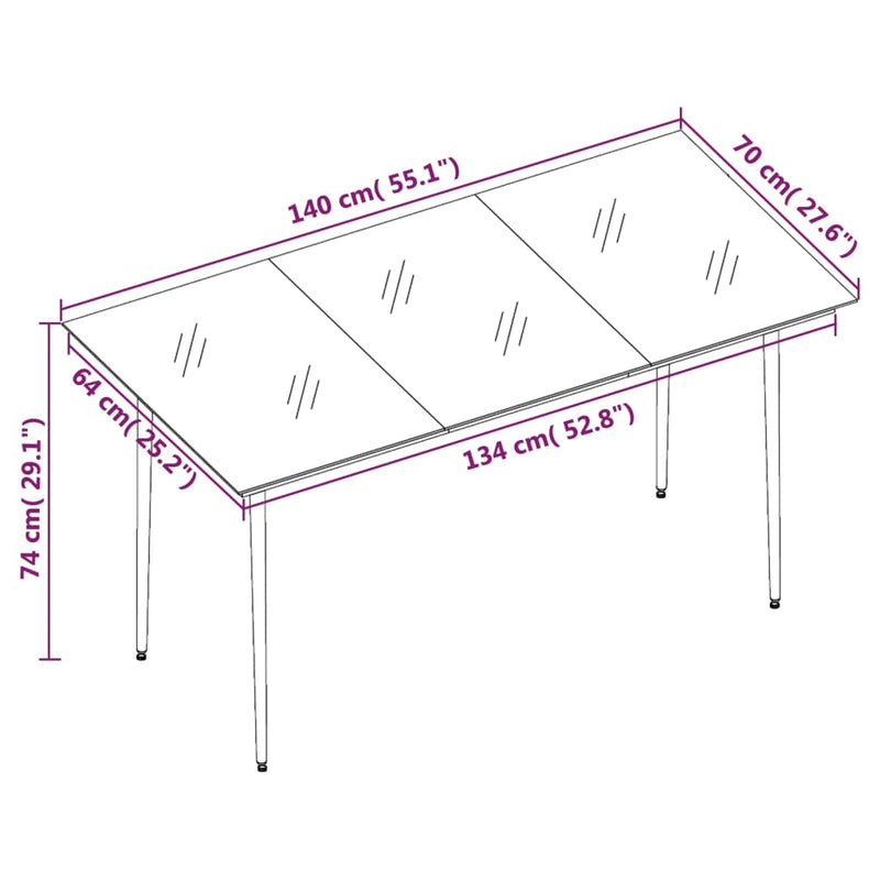vidaXL 7 Piece Garden Dining Set Black