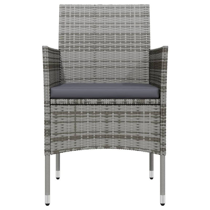 vidaXL 3 Piece Garden Dining Set with Cushions Grey and Black